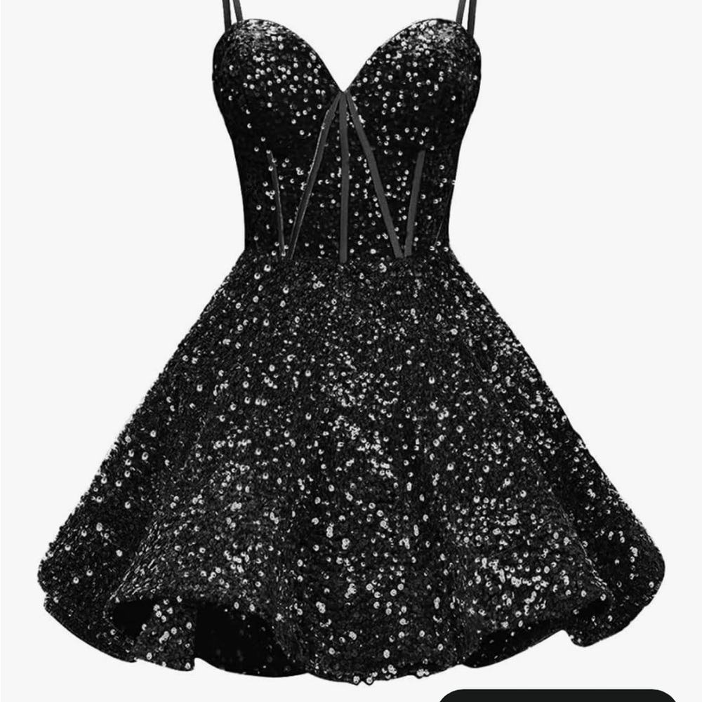 Black Sequin spaghetti strap homecoming/ party dress size 24